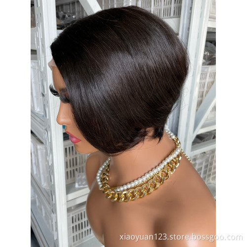 double drawn grade pixie curls virgin bob packet high quality bone straight cuticle aligned  bundles human hair wigs lace front